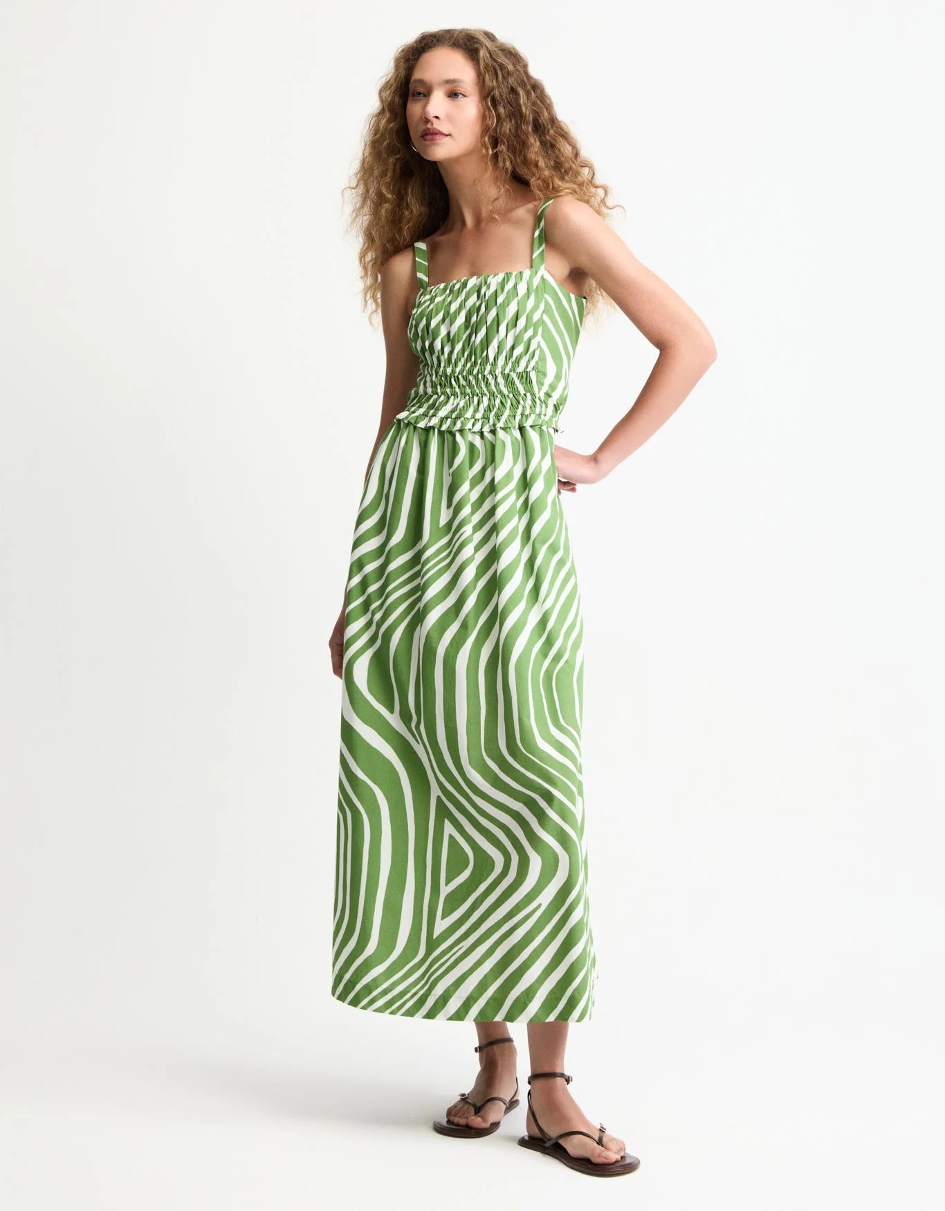 Vestido Grafico Bicolor Verde