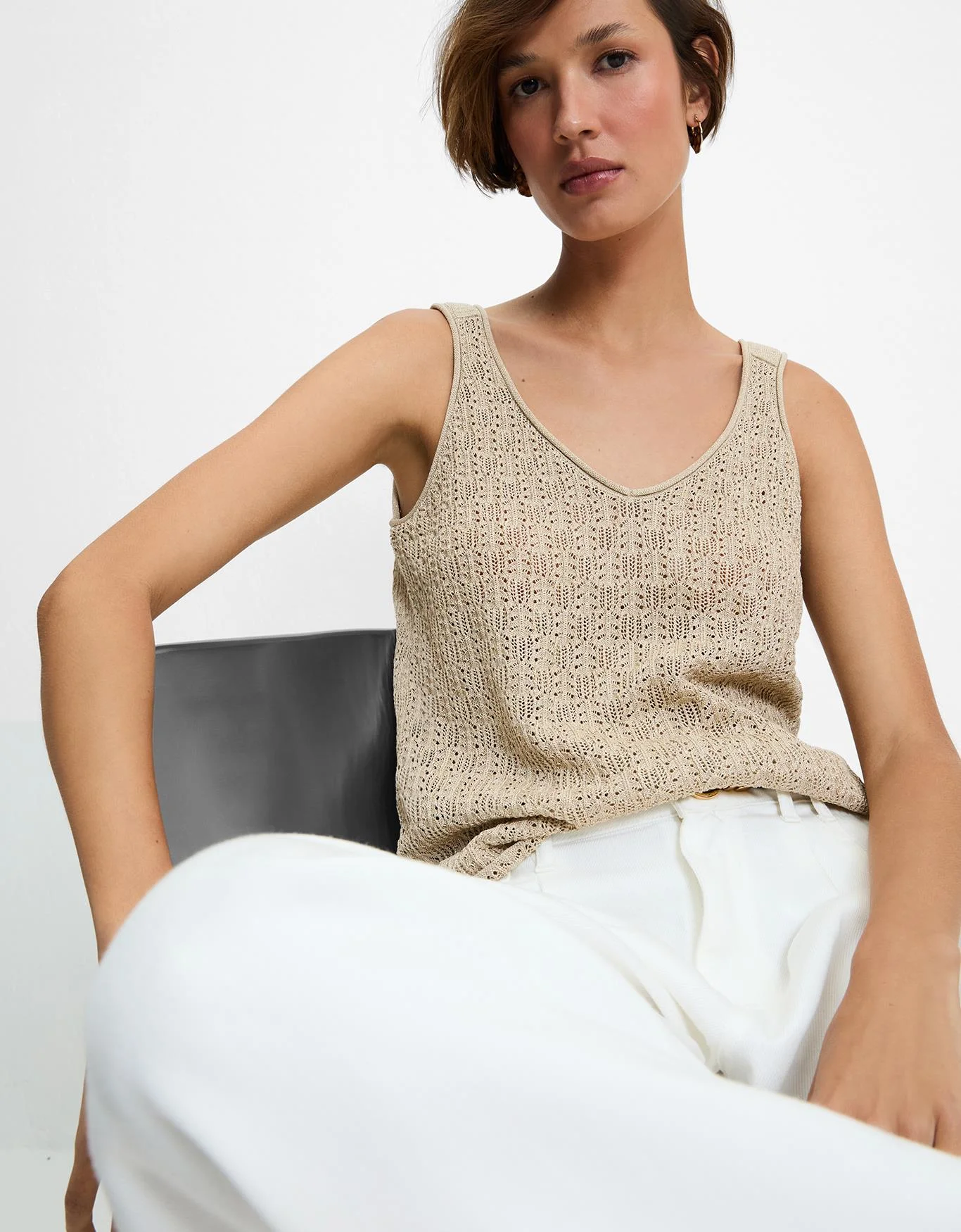 Regata Tricot Textura Dourada