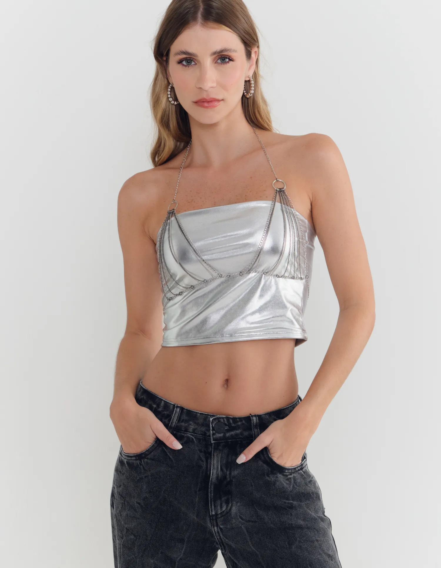 Body Chain Top - Niquel/Onix