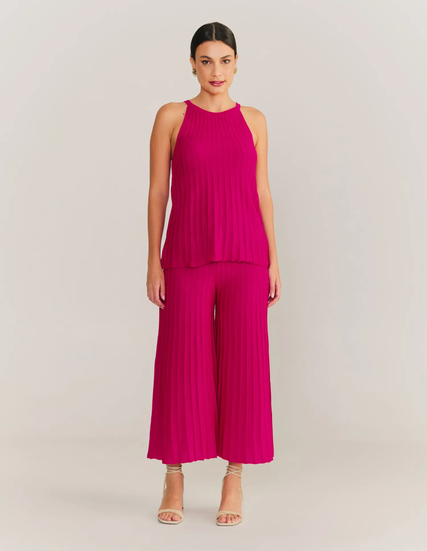 Blusa Tricot Plissado - Rosa Desejo